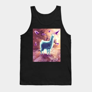 Outer Space Galaxy Cat With Llama Tank Top